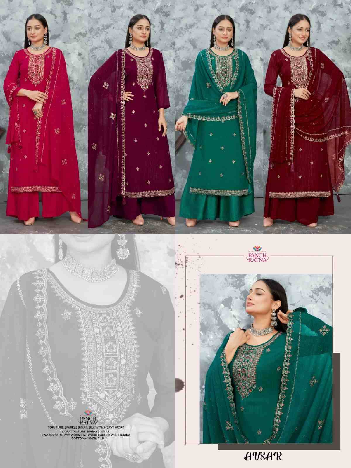 Avsar By Panch Ratna 01 To 04 Series Beautiful Festive Suits Colorful Stylish Fancy Casual Wear & Ethnic Wear Pure Silk With Work Dresses At Wholesale Price