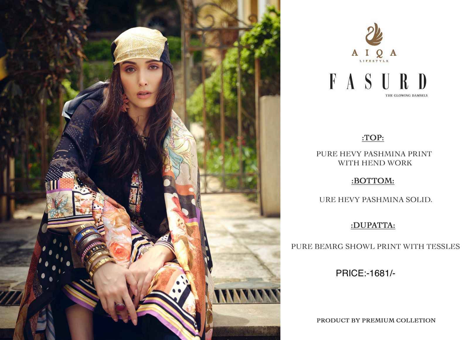 Fasurd By Aiqa 1001 To 1008 Series Beautiful Festive Suits Colorful Stylish Fancy Casual Wear & Ethnic Wear Pure Pashmina With Work Dresses At Wholesale Price