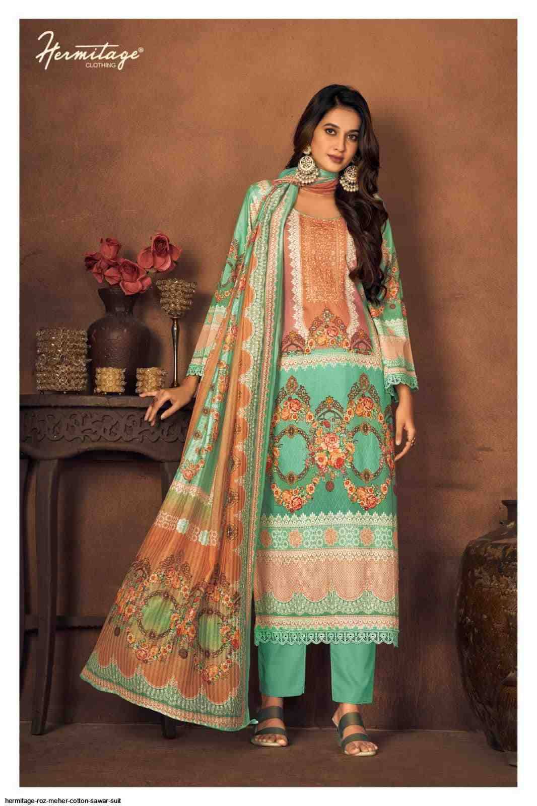 Roz Meher By Hermitage 01 To 06 Series Beautiful Festive Suits Stylish Fancy Colorful Casual Wear & Ethnic Wear Pure Lawn Cotton Print Dresses At Wholesale Price