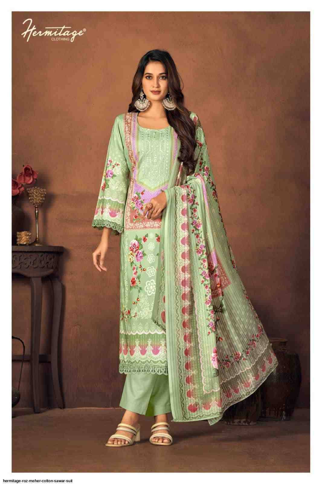 Roz Meher By Hermitage 01 To 06 Series Beautiful Festive Suits Stylish Fancy Colorful Casual Wear & Ethnic Wear Pure Lawn Cotton Print Dresses At Wholesale Price