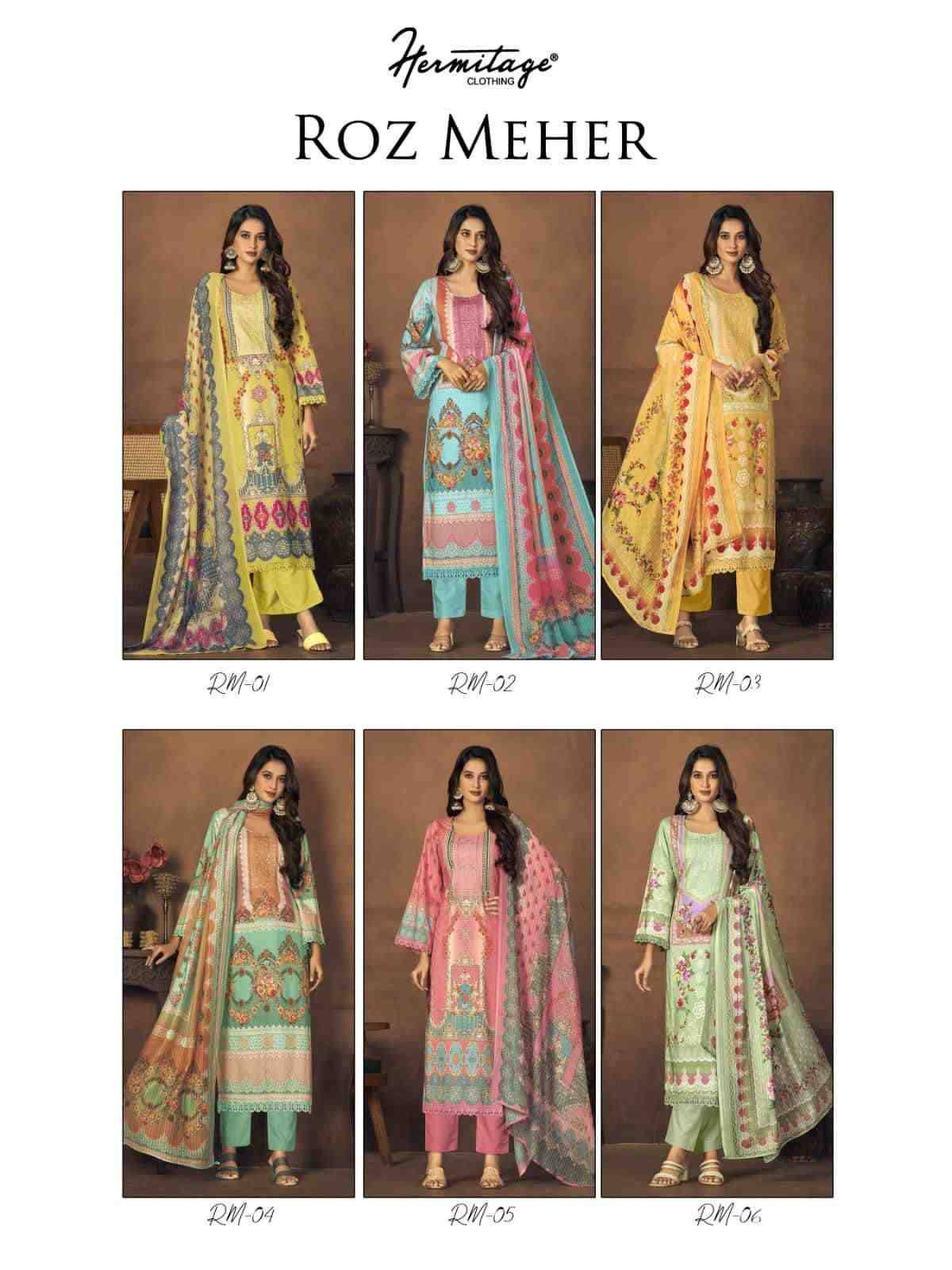 Roz Meher By Hermitage 01 To 06 Series Beautiful Festive Suits Stylish Fancy Colorful Casual Wear & Ethnic Wear Pure Lawn Cotton Print Dresses At Wholesale Price