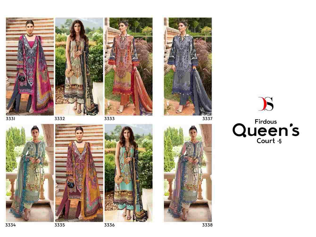 Firdous Queens Court Vol-5 By Deepsy Suits 3331 To 3338 Series Beautiful Pakistani Suits Colorful Stylish Fancy Casual Wear Pure Cotton Embroidered Dresses At Wholesale Price