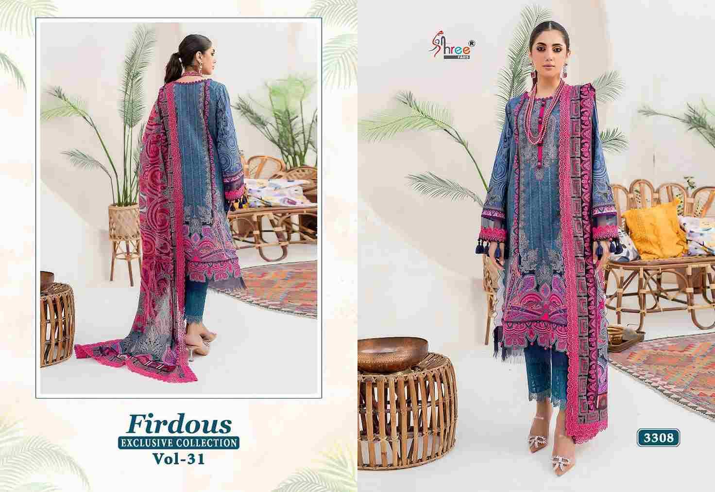 Firdous Exclusive Collection Vol-31 By Shree Fabs 3306 To 3313 Series Beautiful Pakistani Suits Colorful Stylish Fancy Casual Wear Pure Cotton Embroidered Dresses At Wholesale Price