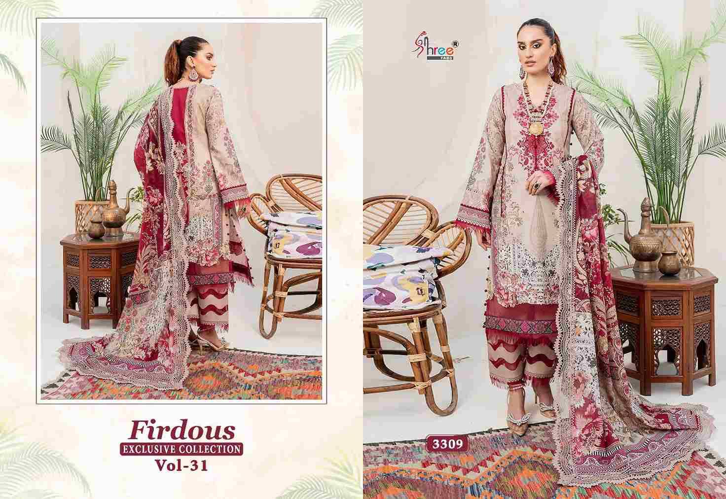 Firdous Exclusive Collection Vol-31 By Shree Fabs 3306 To 3313 Series Beautiful Pakistani Suits Colorful Stylish Fancy Casual Wear Pure Cotton Embroidered Dresses At Wholesale Price