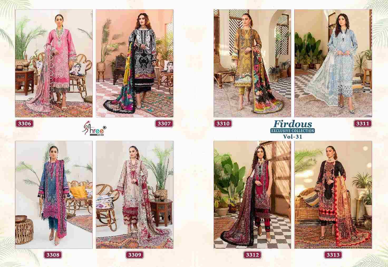 Firdous Exclusive Collection Vol-31 By Shree Fabs 3306 To 3313 Series Beautiful Pakistani Suits Colorful Stylish Fancy Casual Wear Pure Cotton Embroidered Dresses At Wholesale Price