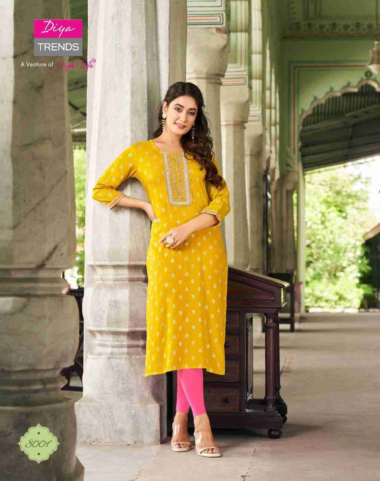 Victoriya Vol-8 By Diya Trends 8001 To 8010 Series Designer Festive Suits Collection Beautiful Stylish Fancy Colorful Party Wear & Occasional Wear Rayon Print Kurtis At Wholesale Price