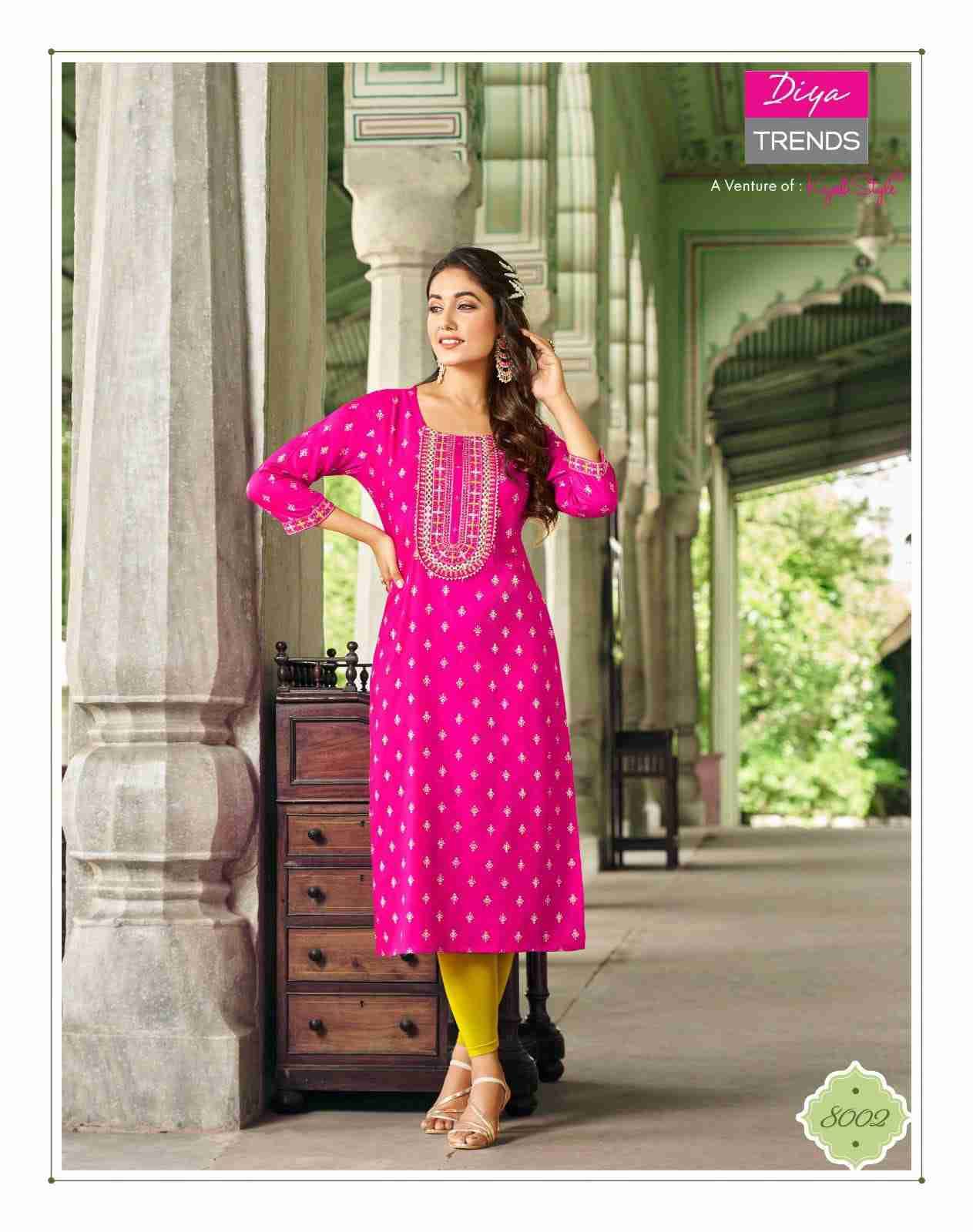 Victoriya Vol-8 By Diya Trends 8001 To 8010 Series Designer Festive Suits Collection Beautiful Stylish Fancy Colorful Party Wear & Occasional Wear Rayon Print Kurtis At Wholesale Price