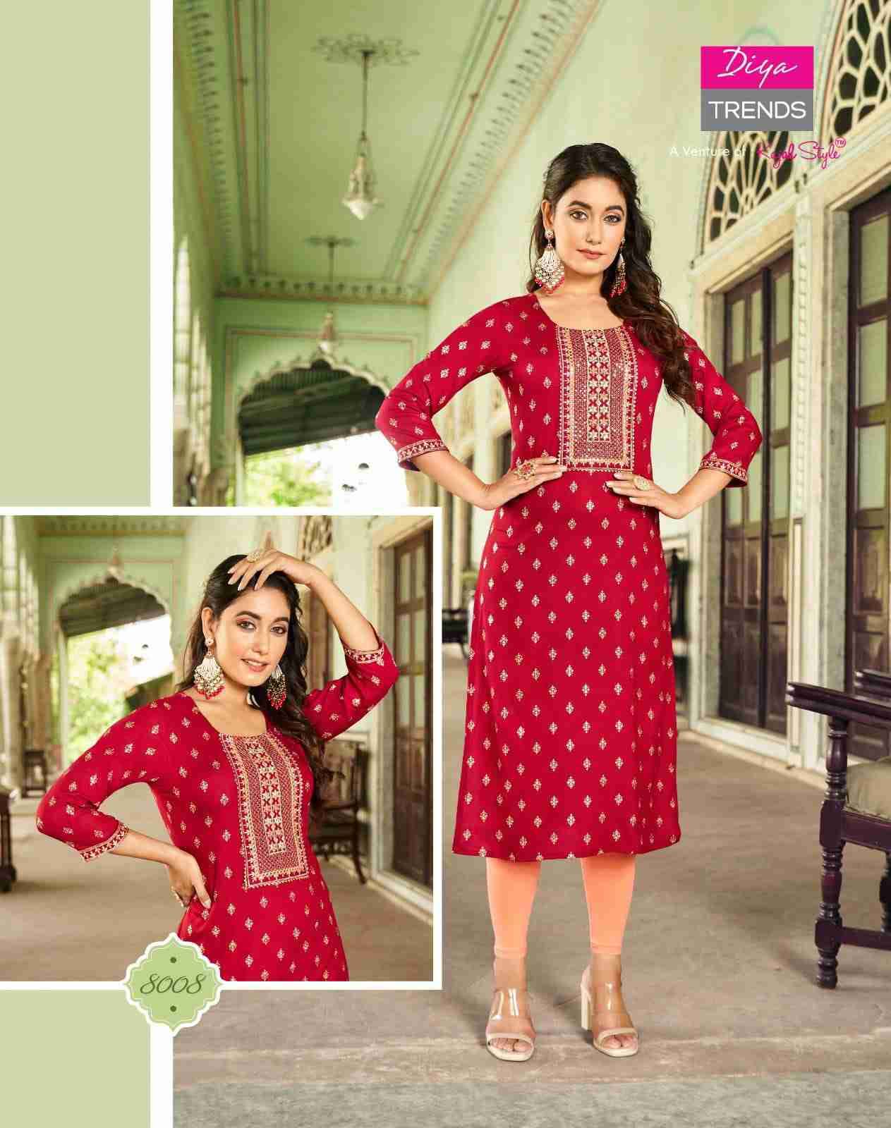 Victoriya Vol-8 By Diya Trends 8001 To 8010 Series Designer Festive Suits Collection Beautiful Stylish Fancy Colorful Party Wear & Occasional Wear Rayon Print Kurtis At Wholesale Price