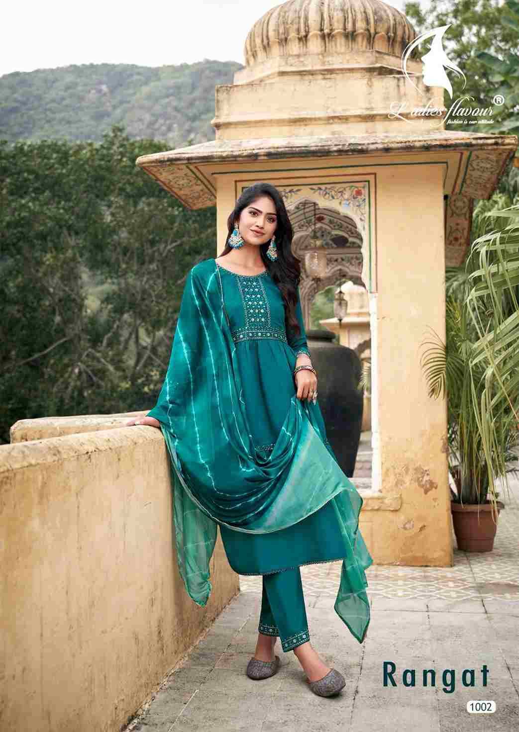 Rangat By Ladies Flavour 1001 To 1004 Series Beautiful Stylish Festive Suits Fancy Colorful Casual Wear & Ethnic Wear & Ready To Wear Viscose Chanderi Print Dresses At Wholesale Price