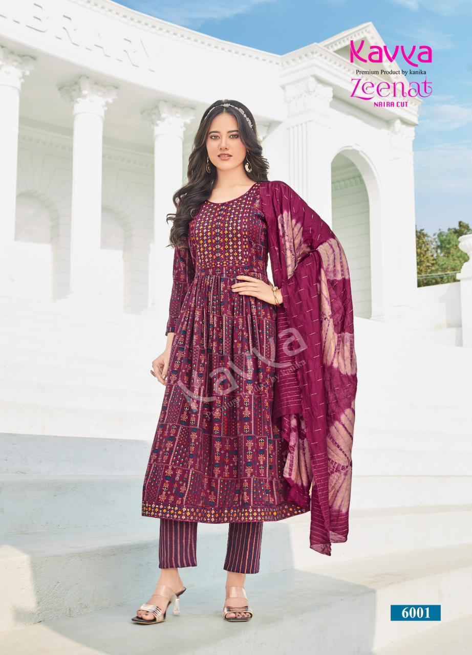 Zeenat Vol-6 By Kavya 6001 To 6010 Series Beautiful Stylish Festive Suits Fancy Colorful Casual Wear & Ethnic Wear & Ready To Wear Capsule Print Dresses At Wholesale Price