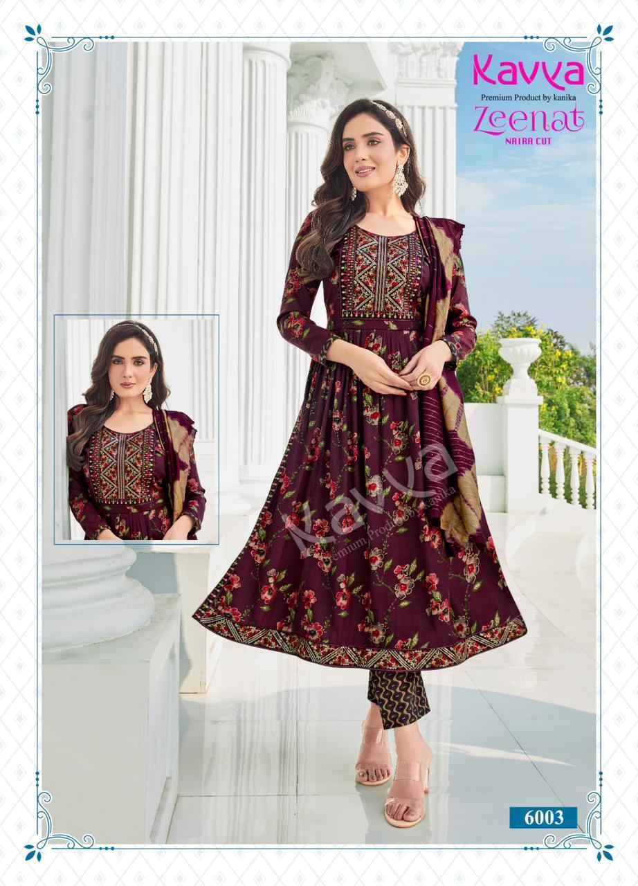 Zeenat Vol-6 By Kavya 6001 To 6010 Series Beautiful Stylish Festive Suits Fancy Colorful Casual Wear & Ethnic Wear & Ready To Wear Capsule Print Dresses At Wholesale Price