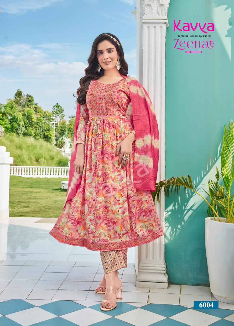 Zeenat Vol-6 By Kavya 6001 To 6010 Series Beautiful Stylish Festive Suits Fancy Colorful Casual Wear & Ethnic Wear & Ready To Wear Capsule Print Dresses At Wholesale Price