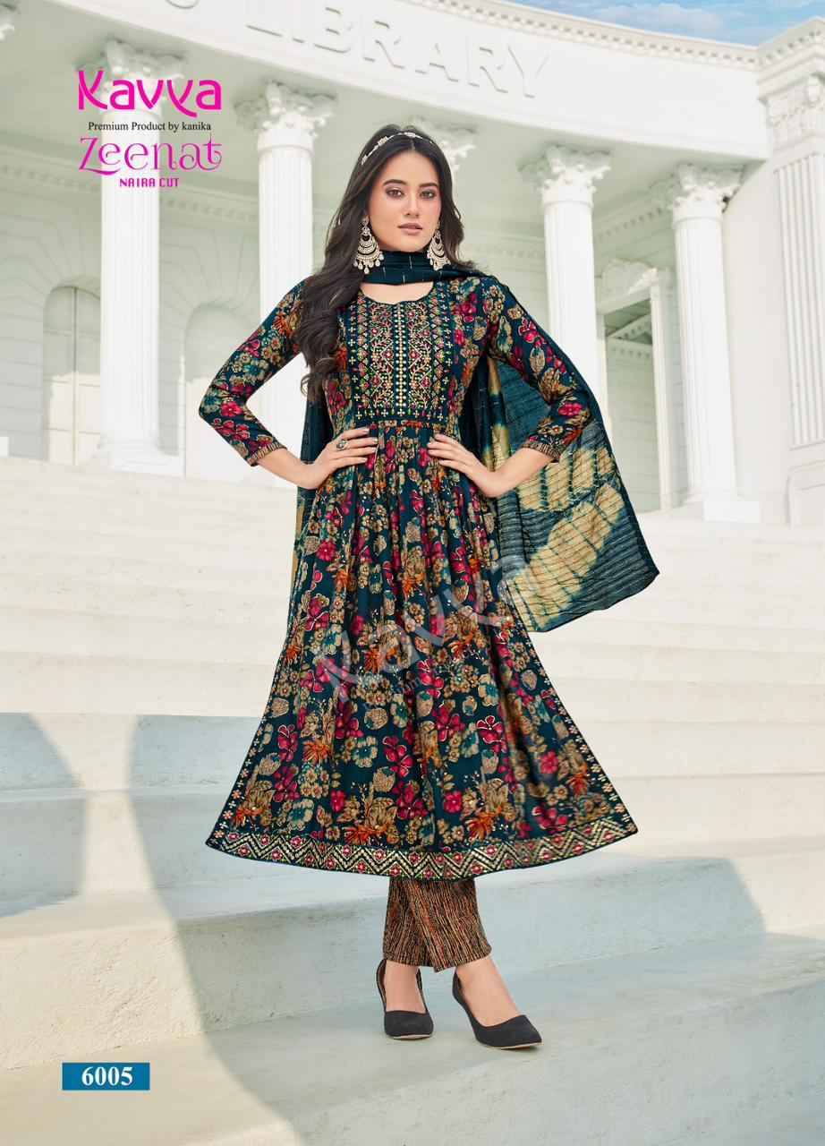 Zeenat Vol-6 By Kavya 6001 To 6010 Series Beautiful Stylish Festive Suits Fancy Colorful Casual Wear & Ethnic Wear & Ready To Wear Capsule Print Dresses At Wholesale Price