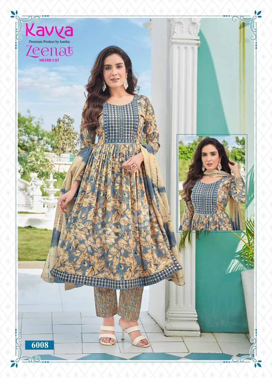 Zeenat Vol-6 By Kavya 6001 To 6010 Series Beautiful Stylish Festive Suits Fancy Colorful Casual Wear & Ethnic Wear & Ready To Wear Capsule Print Dresses At Wholesale Price