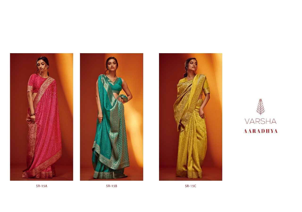 Aaradhya By Varsha 15-A To 15-C Series Indian Traditional Wear Collection Beautiful Stylish Fancy Colorful Party Wear & Occasional Wear Viscose Sarees At Wholesale Price