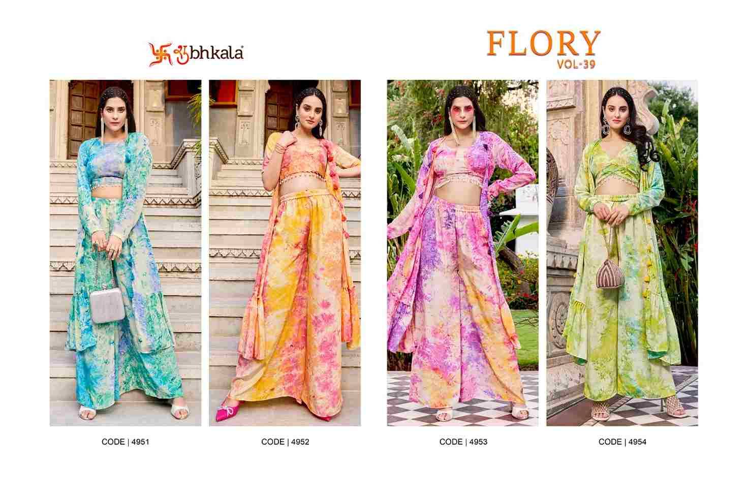 Flory Vol-39 By Shubhkala 4951 To 4954 Series Designer Stylish Fancy Colorful Beautiful Party Wear & Ethnic Wear Collection Silk Digital Print Co-Ord Sets At Wholesale Price