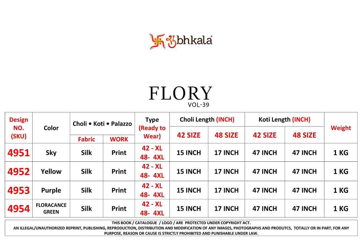 Flory Vol-39 By Shubhkala 4951 To 4954 Series Designer Stylish Fancy Colorful Beautiful Party Wear & Ethnic Wear Collection Silk Digital Print Co-Ord Sets At Wholesale Price