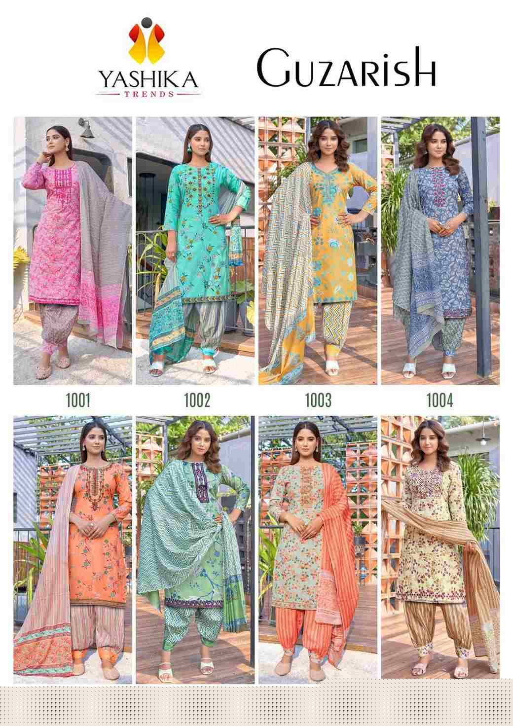 Guzarish By Yashika Trends 1001 To 1008 Series Beautiful Stylish Festive Suits Fancy Colorful Casual Wear & Ethnic Wear & Ready To Wear Heavy Cotton Embroidered Dresses At Wholesale Price