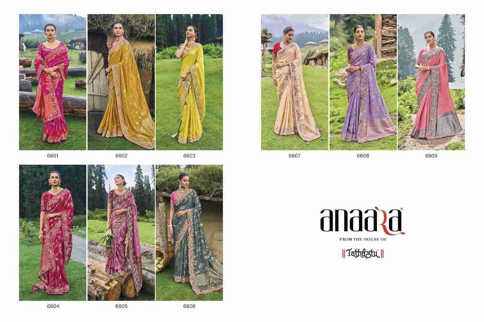 Anaara 6601 Series By Tathastu 6601 To 6609 Series Indian Traditional Wear Collection Beautiful Stylish Fancy Colorful Party Wear & Occasional Wear Fancy Sarees At Wholesale Price