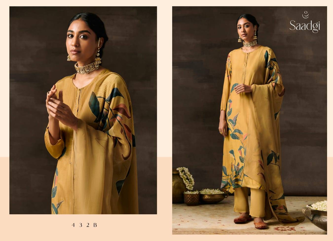 Gulnaz By Saadgi 432-A To 432-B Series Beautiful Stylish Festive Suits Fancy Colorful Casual Wear & Ethnic Wear & Ready To Wear Cotton Silk With Embroidery Dresses At Wholesale Price