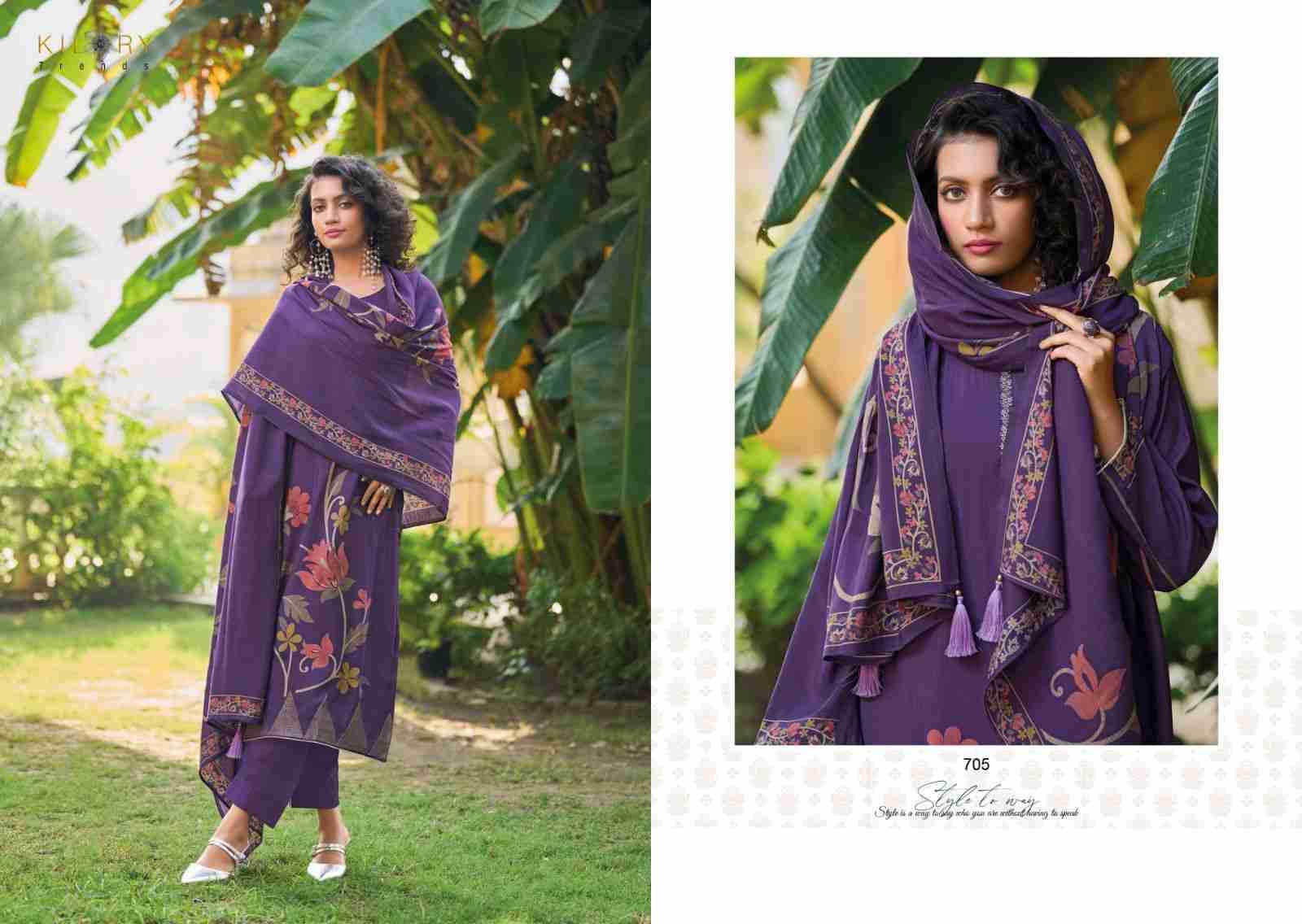 Zarina Vol-2 By Kilory 701 To 708 Series Beautiful Stylish Festive Suits Fancy Colorful Casual Wear & Ethnic Wear & Ready To Wear Pure Viscose Muslin With Embroidery Dresses At Wholesale Price