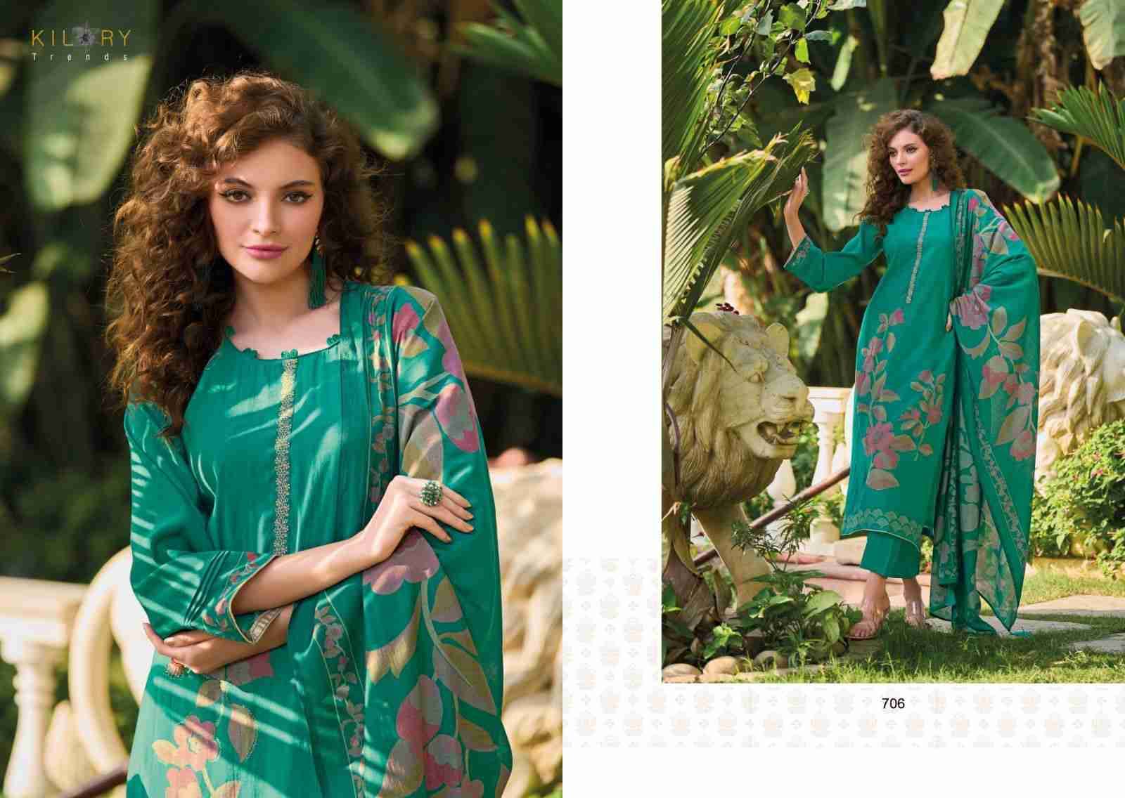 Zarina Vol-2 By Kilory 701 To 708 Series Beautiful Stylish Festive Suits Fancy Colorful Casual Wear & Ethnic Wear & Ready To Wear Pure Viscose Muslin With Embroidery Dresses At Wholesale Price