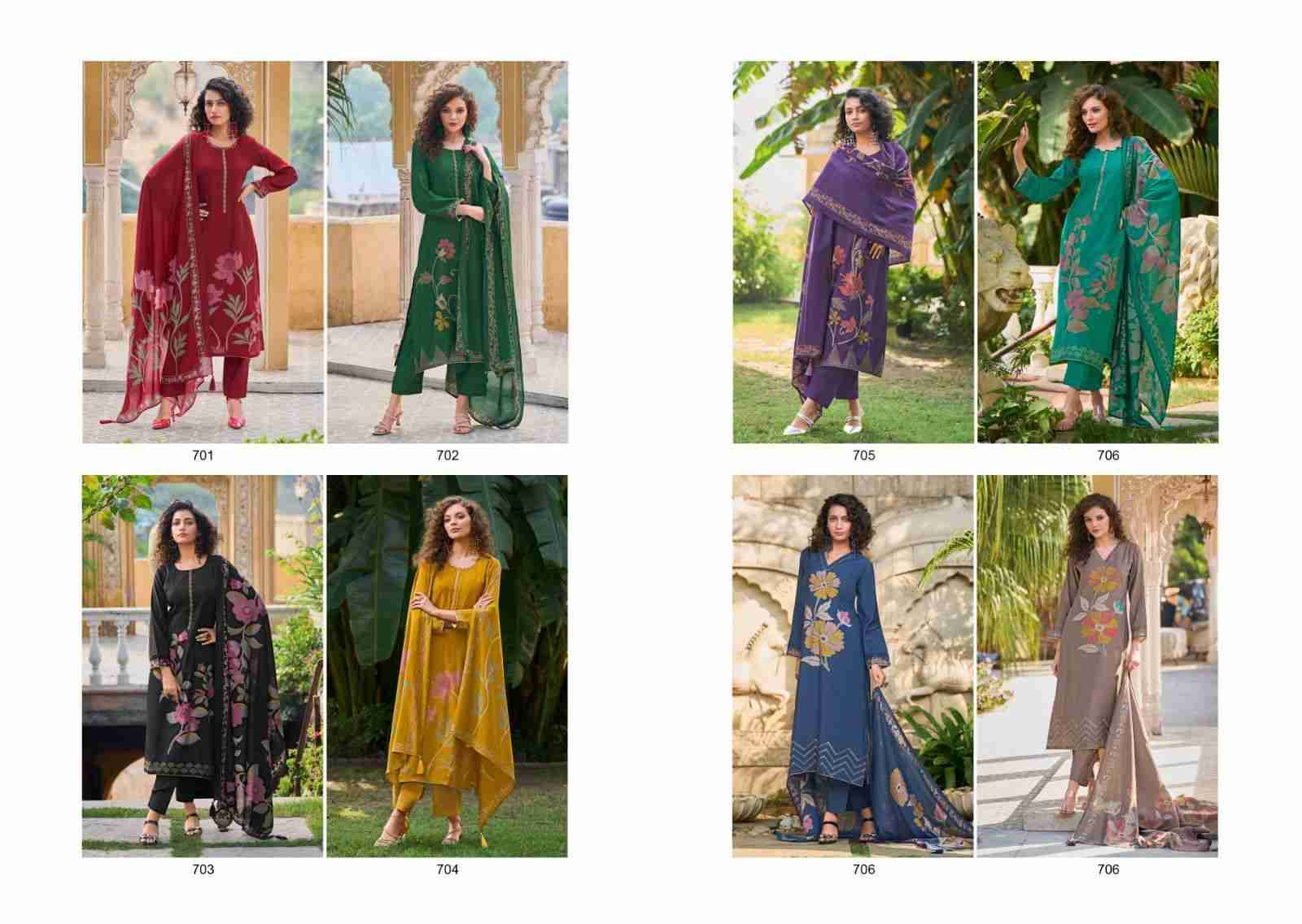 Zarina Vol-2 By Kilory 701 To 708 Series Beautiful Stylish Festive Suits Fancy Colorful Casual Wear & Ethnic Wear & Ready To Wear Pure Viscose Muslin With Embroidery Dresses At Wholesale Price