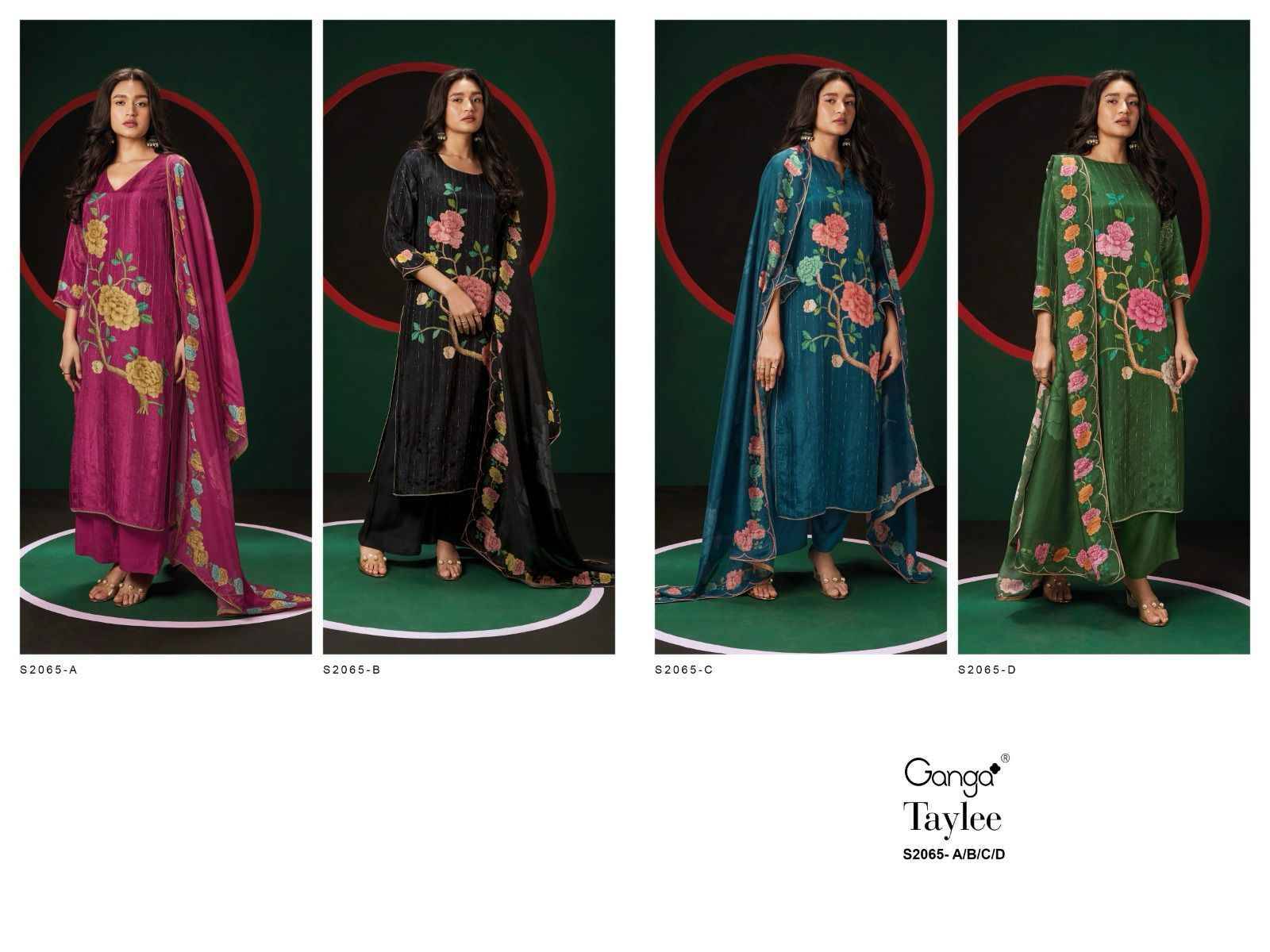 Taylee-2065 By Ganga Fashion 2065-A To 2065-D Series Beautiful Festive Suits Colorful Stylish Fancy Casual Wear & Ethnic Wear Silk Jacquard Dresses At Wholesale Price