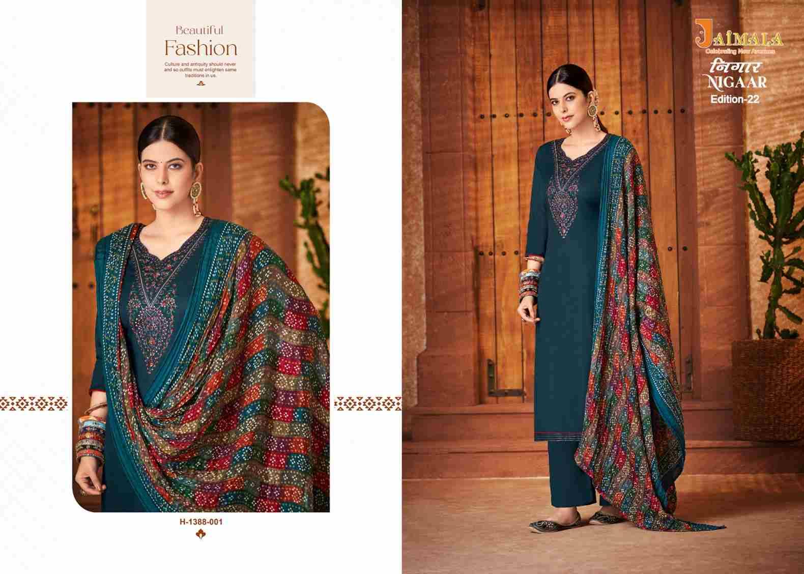 Nigaar Vol-22 By Jaimala 1388-001 To 1388-008 Series Beautiful Festive Suits Colorful Stylish Fancy Casual Wear & Ethnic Wear Pure Rayon Slub With Work Dresses At Wholesale Price