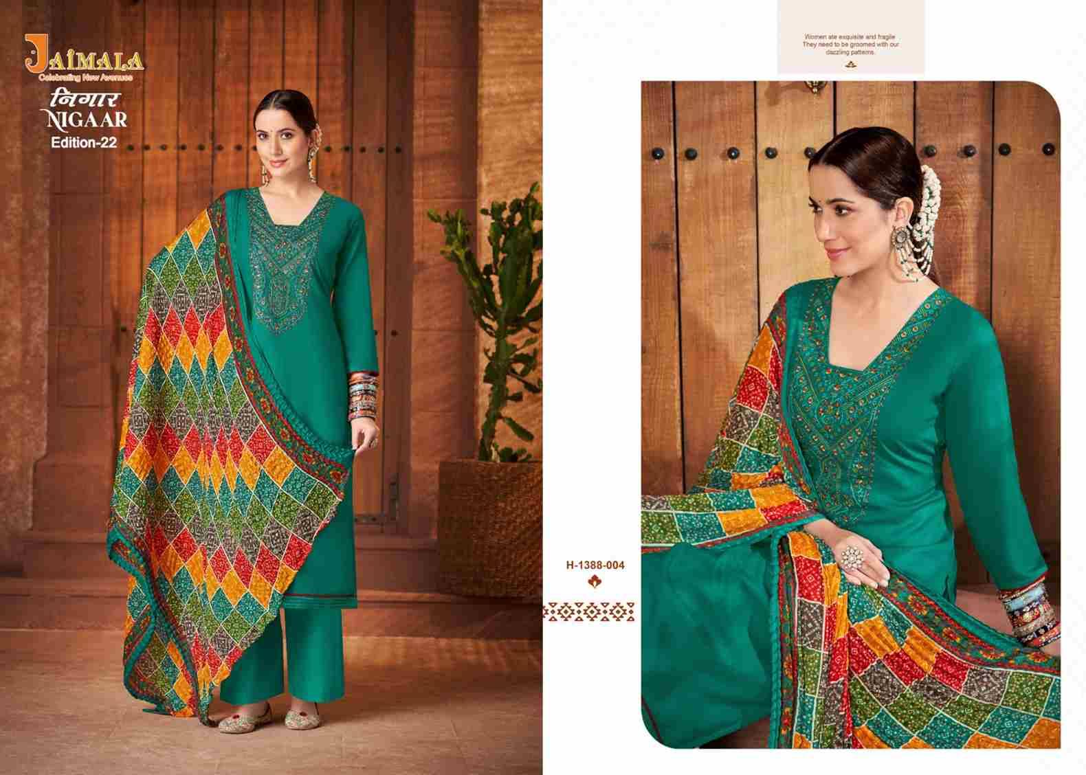 Nigaar Vol-22 By Jaimala 1388-001 To 1388-008 Series Beautiful Festive Suits Colorful Stylish Fancy Casual Wear & Ethnic Wear Pure Rayon Slub With Work Dresses At Wholesale Price
