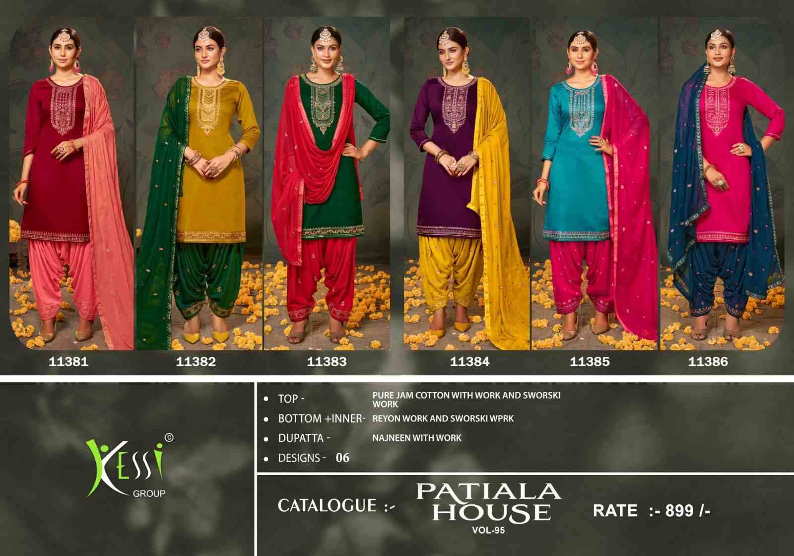 Patiala House Vol-95 By Kessi Fabrics 11381 To 11386 Series Beautiful Patiyala Suits Colorful Stylish Fancy Casual Wear & Ethnic Wear Pure Jam Cotton With Work Dresses At Wholesale Price