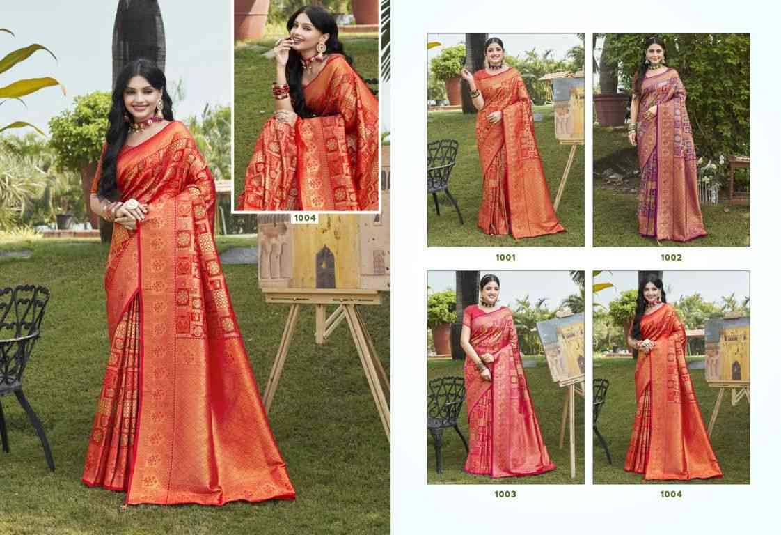 Vaibhavi Silk Vol-3 By Sangam Prints 1001 To 1004 Series Indian Traditional Wear Collection Beautiful Stylish Fancy Colorful Party Wear & Occasional Wear Kanjivaram Silk Print Sarees At Wholesale Price
