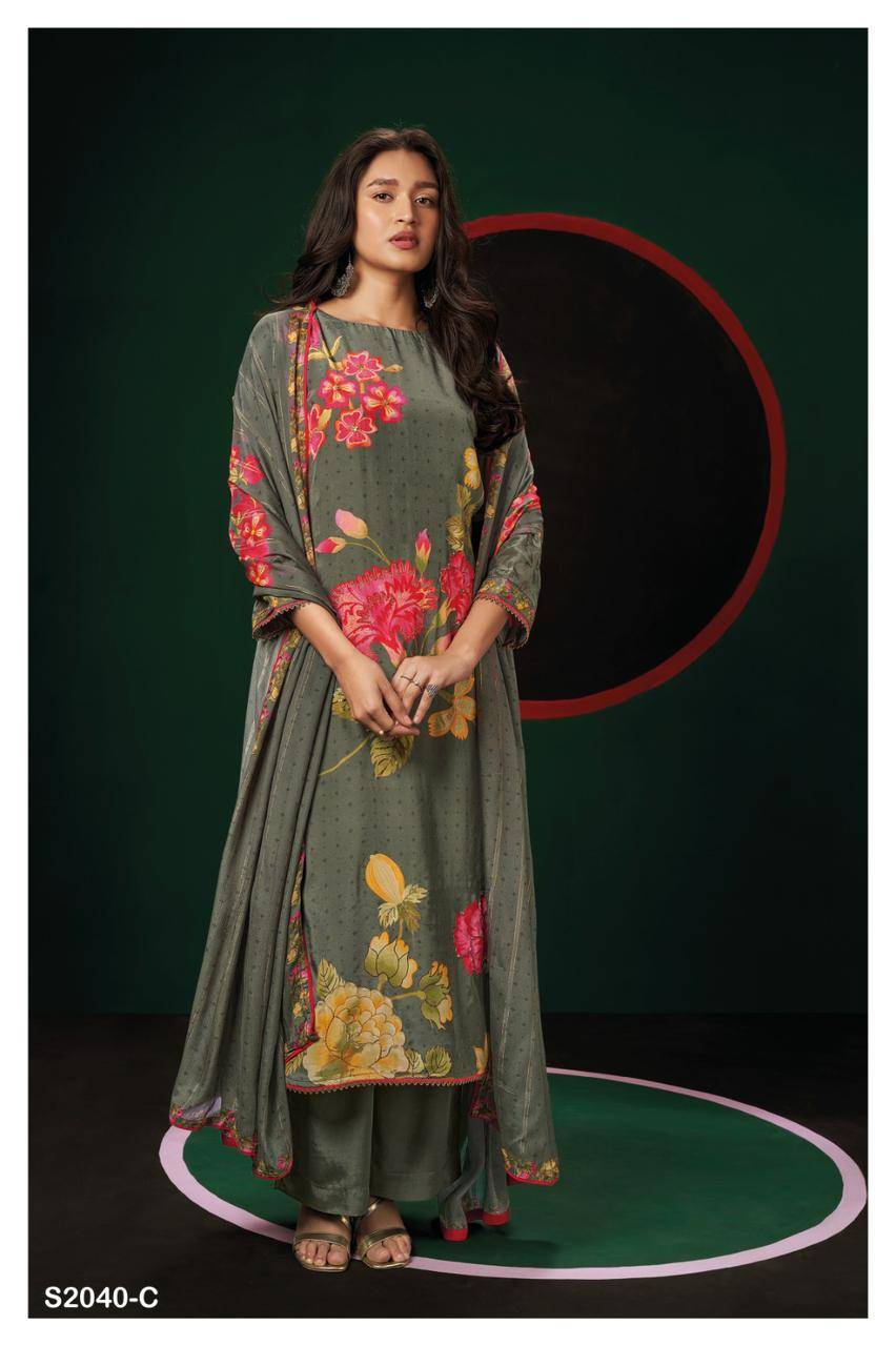 Leida-2040 By Ganga Fashion 2040-A To 2040-D Series Beautiful Festive Suits Colorful Stylish Fancy Casual Wear & Ethnic Wear Pure Silk Dresses At Wholesale Price