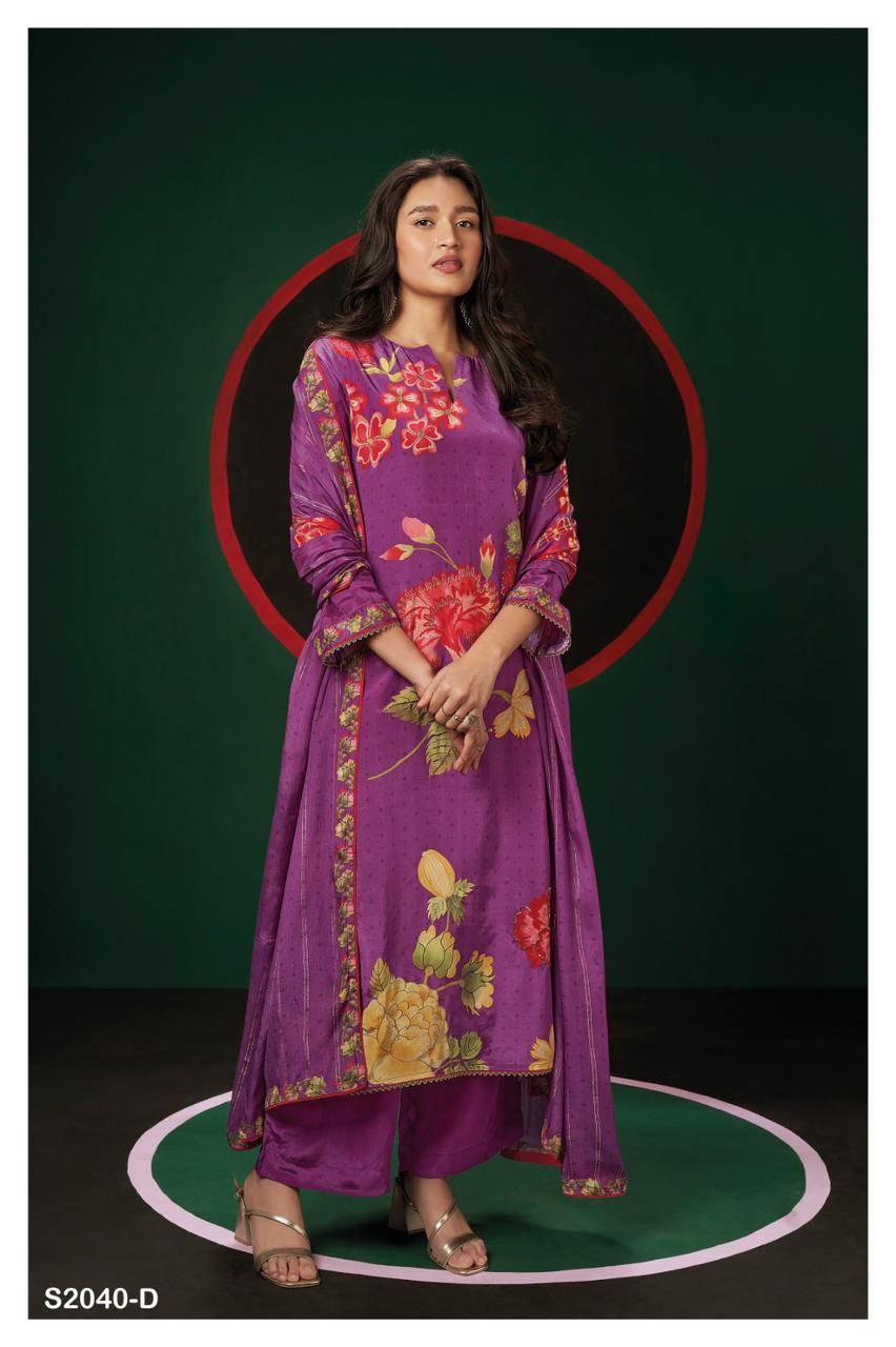 Leida-2040 By Ganga Fashion 2040-A To 2040-D Series Beautiful Festive Suits Colorful Stylish Fancy Casual Wear & Ethnic Wear Pure Silk Dresses At Wholesale Price