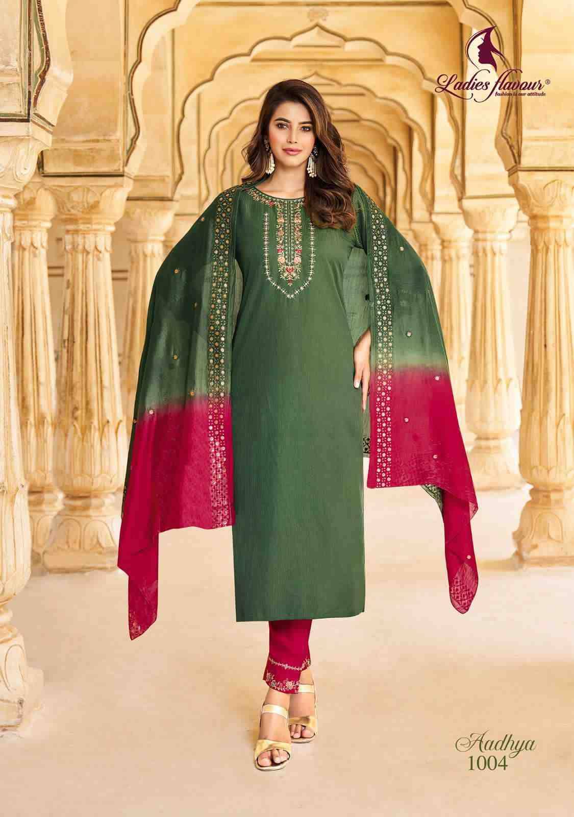 Aadhya By Ladies Flavour 1001 To 1006 Series Beautiful Festive Suits Colorful Stylish Fancy Casual Wear & Ethnic Wear Heavy Chinnon Embroidered Dresses At Wholesale Price
