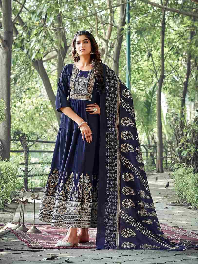 Avantika By Rare Lily 1001 To 1008 Series Beautiful Stylish Fancy Colorful Casual Wear & Ethnic Wear Rayon Foil Gowns With Dupatta At Wholesale Price