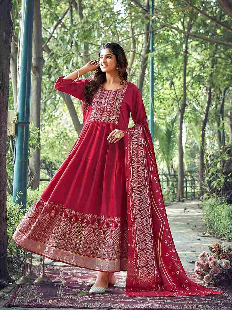 Avantika By Rare Lily 1001 To 1008 Series Beautiful Stylish Fancy Colorful Casual Wear & Ethnic Wear Rayon Foil Gowns With Dupatta At Wholesale Price