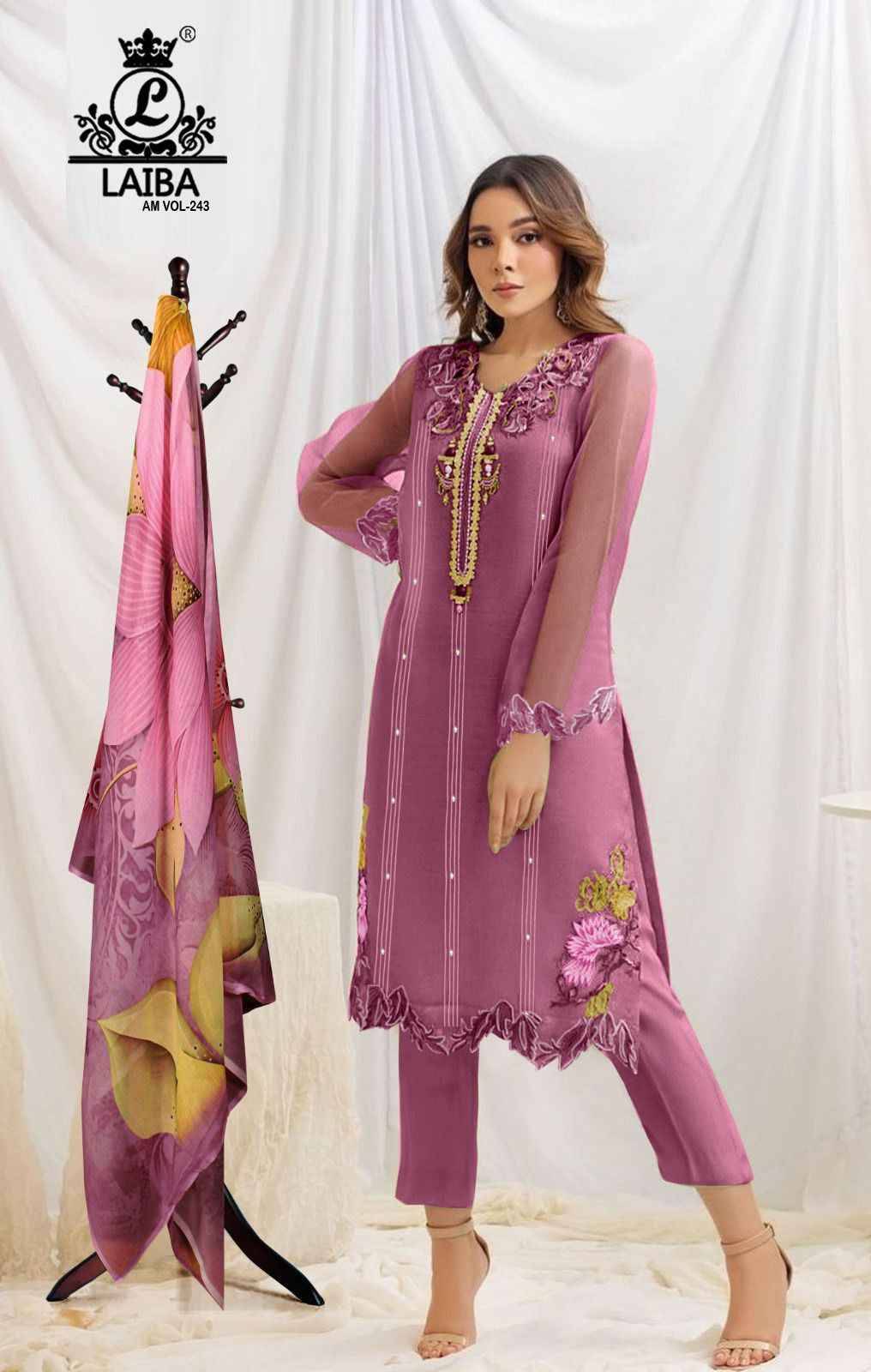 AM Vol-243 By Laiba 243-A To 243-C Series Beautiful Pakistani Suits Colorful Stylish Fancy Casual Wear & Ethnic Wear Pure Organza Dresses At Wholesale Price