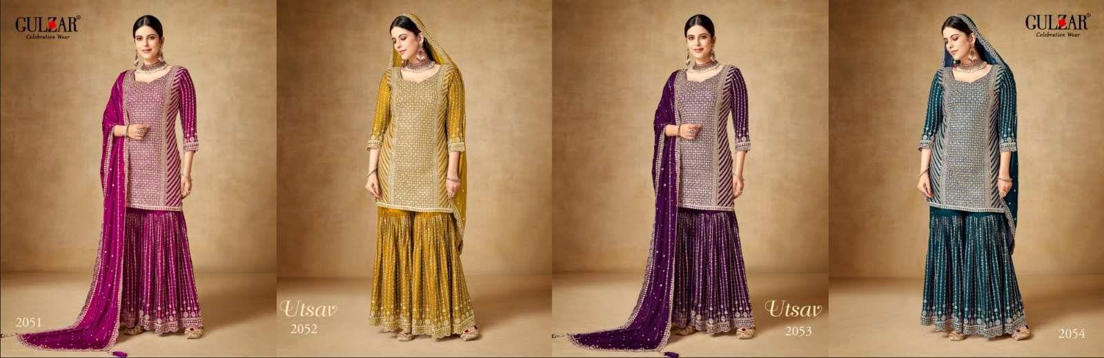 Utsav By Gulzar 2051 To 2054 Series Beautiful Festive Suits Stylish Fancy Colorful Casual Wear & Ethnic Wear Pure Chinnon Print Dresses At Wholesale Price