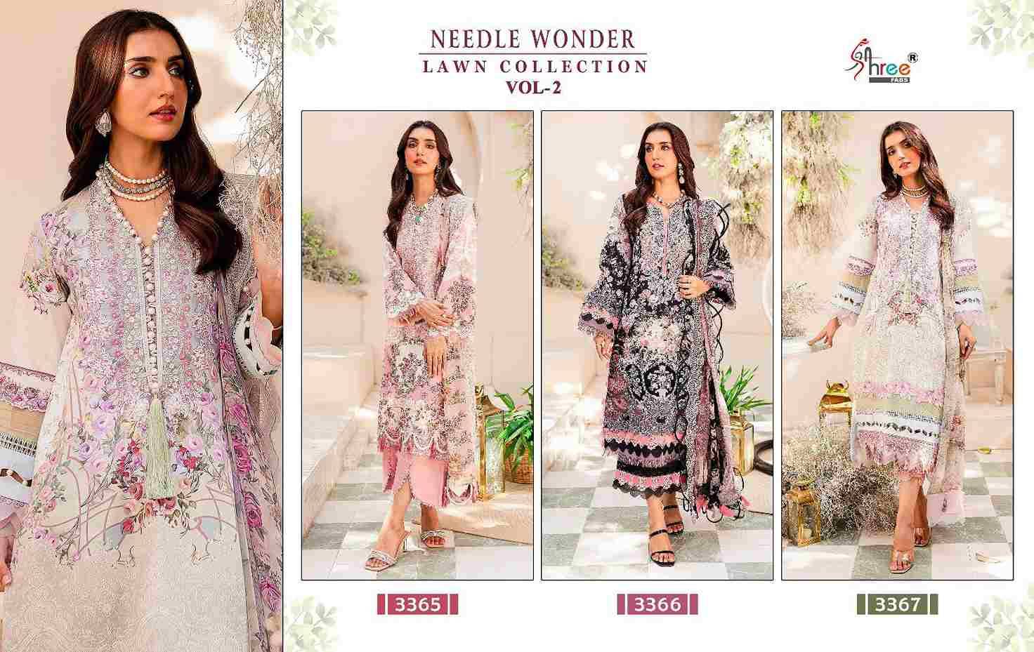 Needle Wonder Lawn Collection Vol-2 By Shree Fabs 3365 To 3367 Series Designer Pakistani Suits Beautiful Fancy Stylish Colorful Party Wear & Occasional Wear Pure Cotton With Embroidery Dresses At Wholesale Price