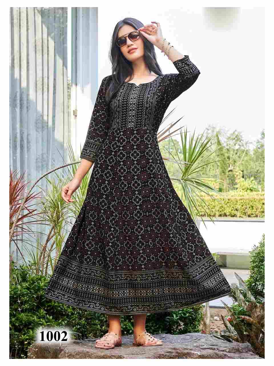 Namrata By Rangjyot Fashion 1001 To 1010 Series Beautiful Stylish Fancy Colorful Casual Wear & Ethnic Wear Pure Rayon Print Gowns At Wholesale Price