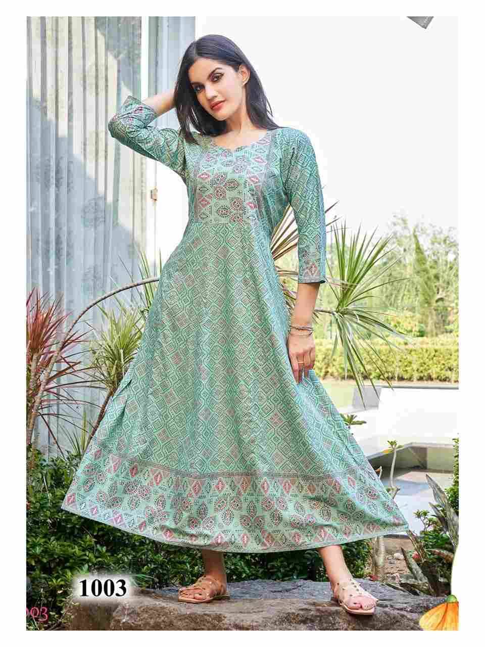 Namrata By Rangjyot Fashion 1001 To 1010 Series Beautiful Stylish Fancy Colorful Casual Wear & Ethnic Wear Pure Rayon Print Gowns At Wholesale Price