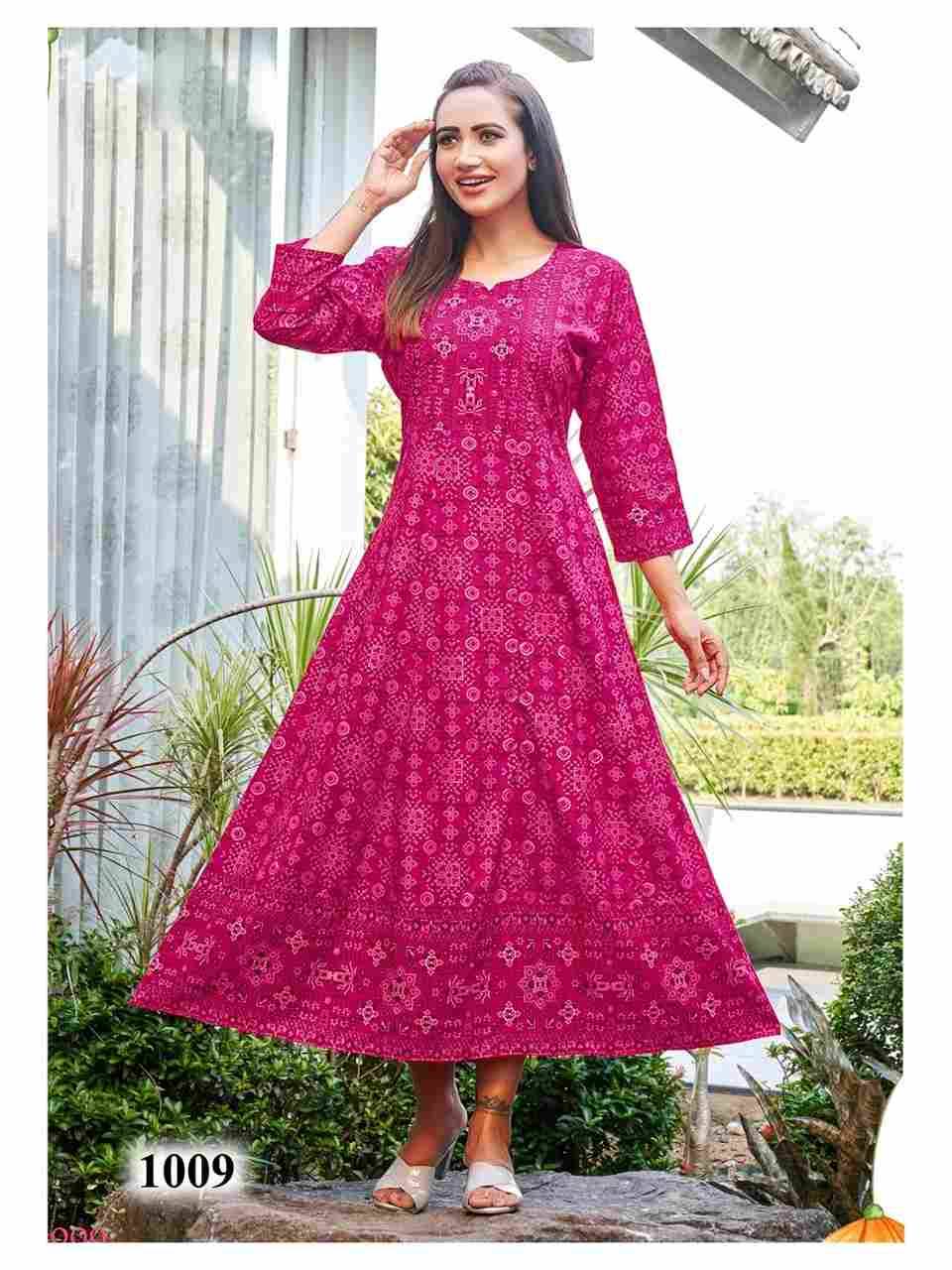 Namrata By Rangjyot Fashion 1001 To 1010 Series Beautiful Stylish Fancy Colorful Casual Wear & Ethnic Wear Pure Rayon Print Gowns At Wholesale Price