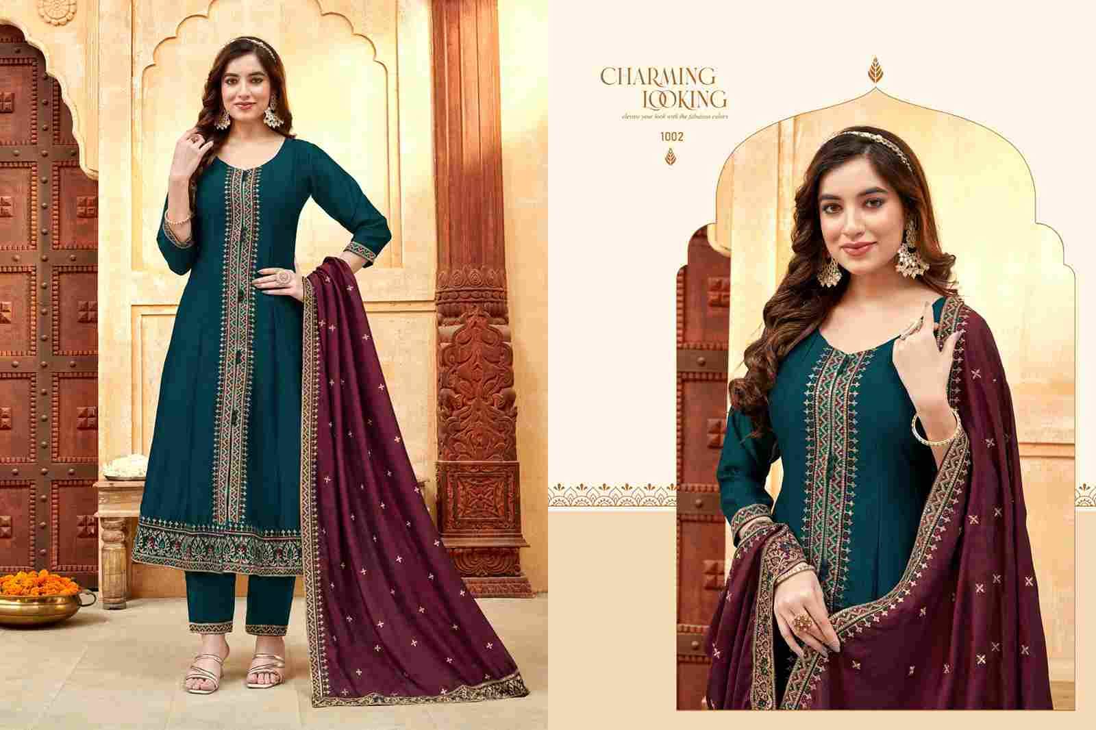 Sana By Khushi Fashion 1001 To 1005 Series Beautiful Summer Collection Suits Stylish Fancy Colorful Casual Wear & Ethnic Wear Vichitra Silk Dresses At Wholesale Price