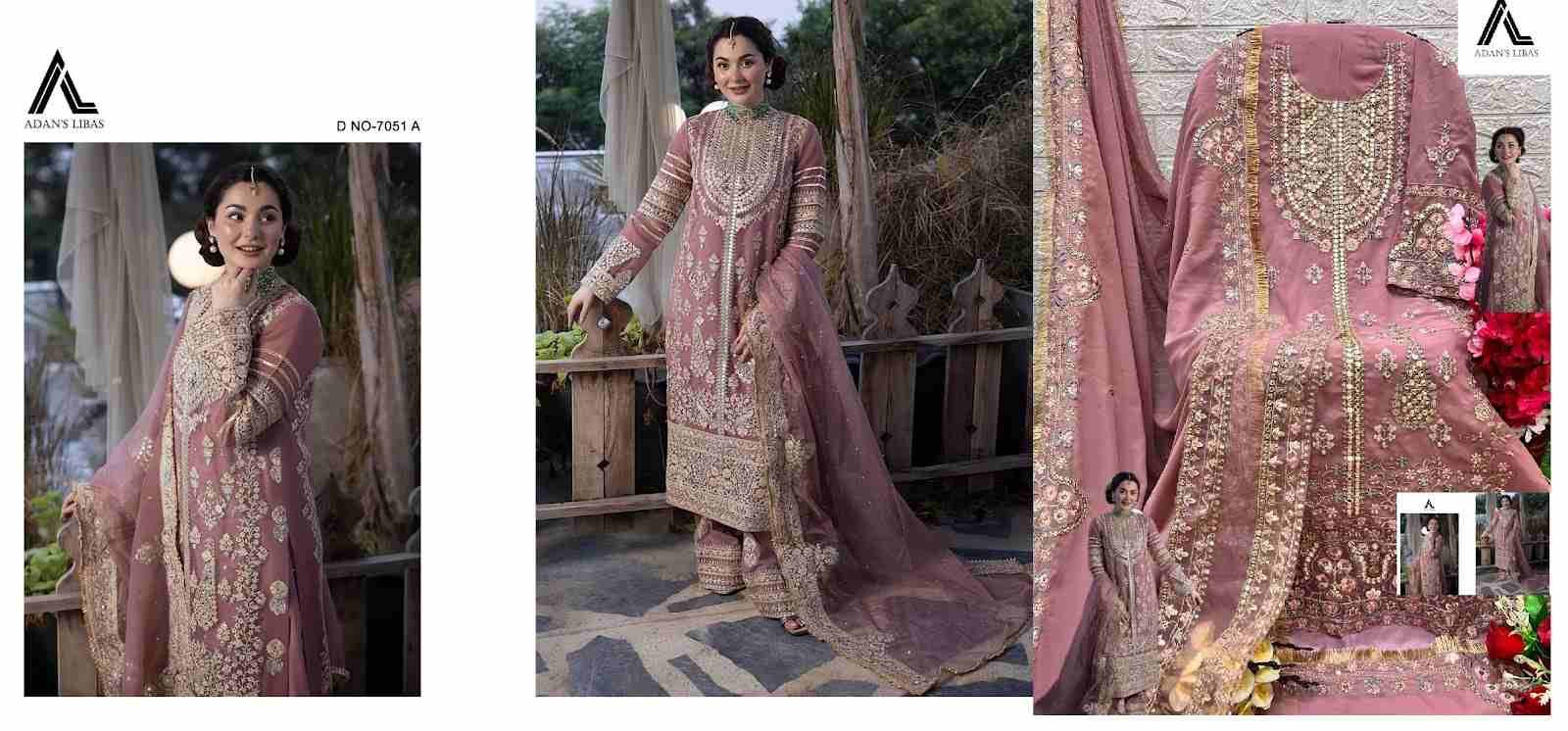 Adans Libas 7051 Colours By Adans Libas 7051-A To 7051-D Series Beautiful Pakistani Suits Colorful Stylish Fancy Casual Wear & Ethnic Wear Faux Georgette Embroidered Dresses At Wholesale Price