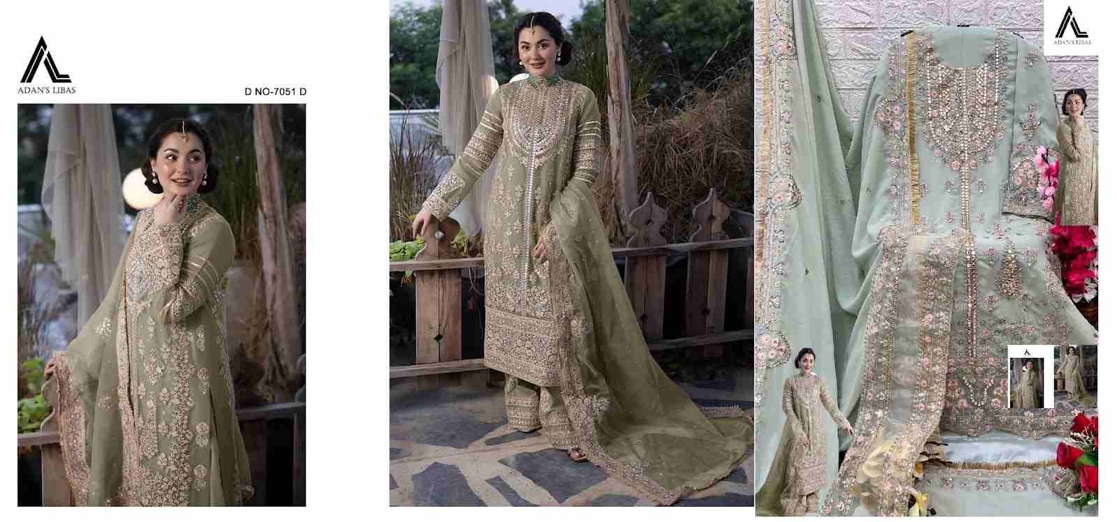Adans Libas 7051 Colours By Adans Libas 7051-A To 7051-D Series Beautiful Pakistani Suits Colorful Stylish Fancy Casual Wear & Ethnic Wear Faux Georgette Embroidered Dresses At Wholesale Price