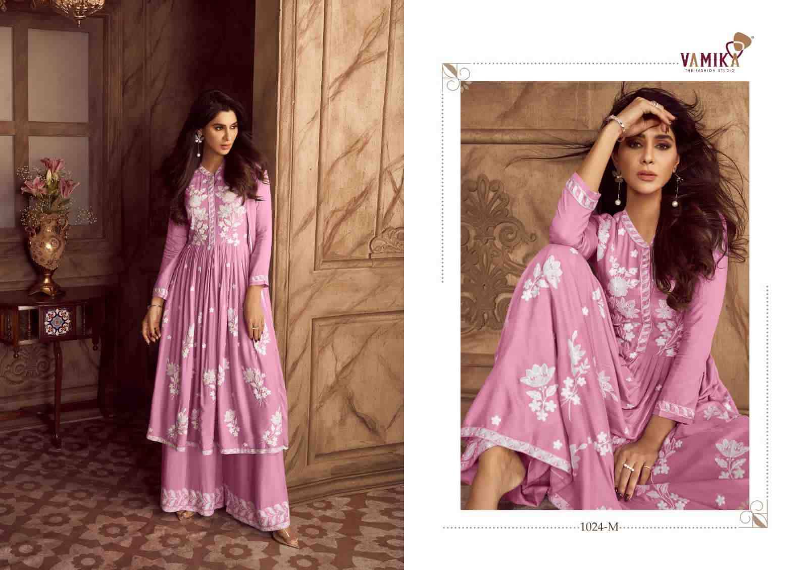 Lakhnawi Vol-4 Diamond By Vamika 1024-M To 1024-Q Series Beautiful Stylish Suits Fancy Colorful Casual Wear & Ethnic Wear & Ready To Wear Heavy Rayon Dresses At Wholesale Price