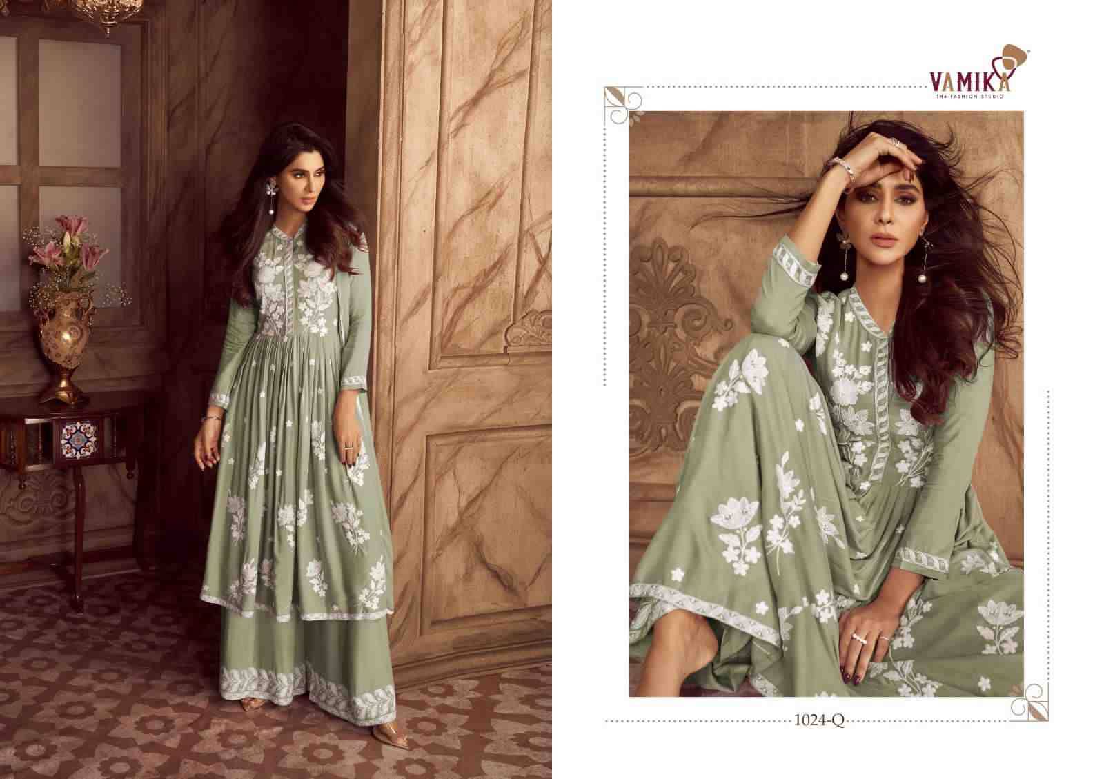 Lakhnawi Vol-4 Diamond By Vamika 1024-M To 1024-Q Series Beautiful Stylish Suits Fancy Colorful Casual Wear & Ethnic Wear & Ready To Wear Heavy Rayon Dresses At Wholesale Price