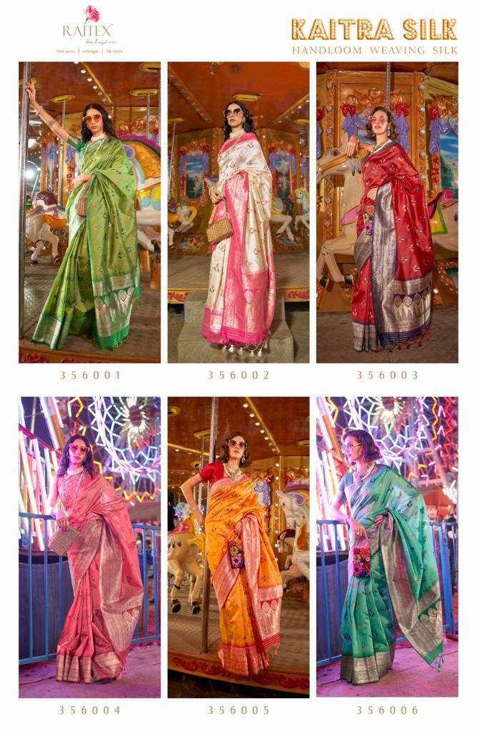 Kaitra Silk By Raj Tex 356001 To 356006 Series Indian Traditional Wear Collection Beautiful Stylish Fancy Colorful Party Wear & Occasional Wear Handloom Silk Sarees At Wholesale Price
