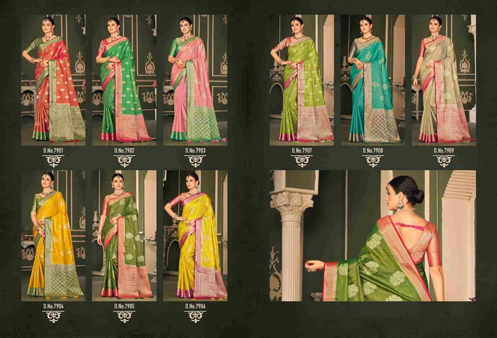 Trisha Royal By Pankh Creation 7901 To 7909 Series Indian Traditional Wear Collection Beautiful Stylish Fancy Colorful Party Wear & Occasional Wear Tissue Silk Sarees At Wholesale Price